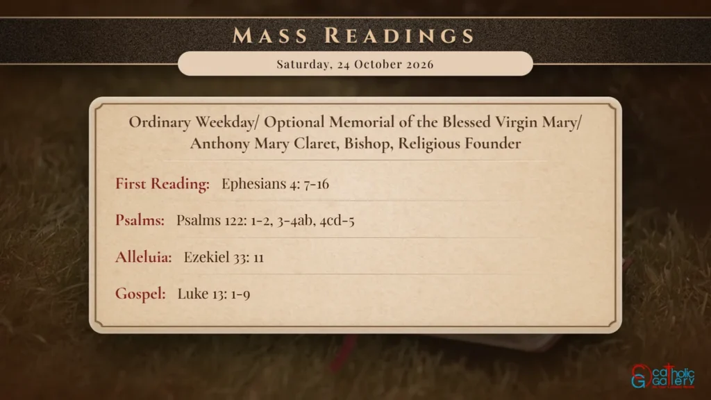 Daily Mass Readings Scripture Card – Saturday, 24 October 2026