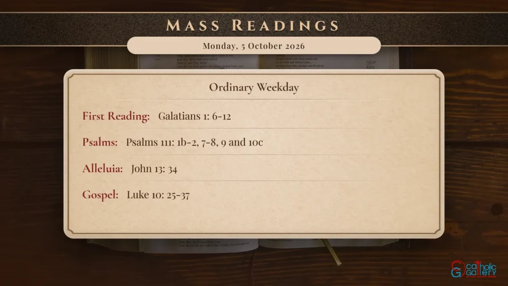 Daily Mass Readings Scripture Card – Monday, 5 October 2026