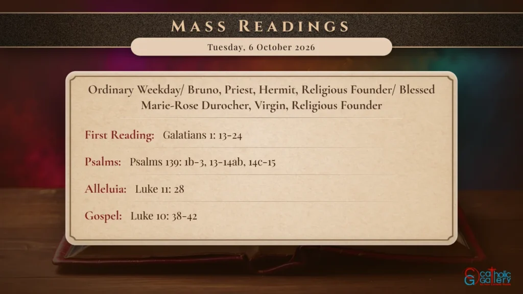 Daily Mass Readings Scripture Card – Tuesday, 6 October 2026