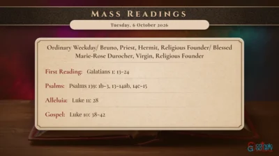 Daily Mass Readings – Tuesday, 6 October 2026