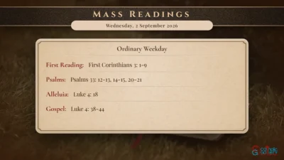 Daily Mass Readings – Wednesday, 2 September 2026