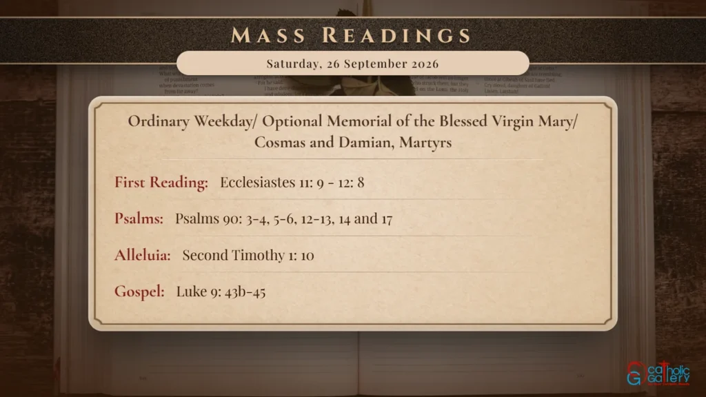 Daily Mass Readings Scripture Card – Saturday, 26 September 2026