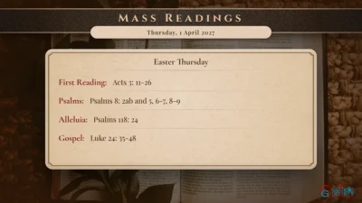Daily Mass Readings – Thursday, 1 April 2027