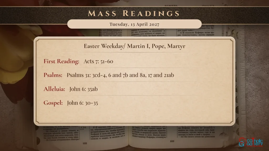 Daily Mass Readings Scripture Card – Tuesday, 13 April 2027