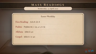Daily Mass Readings – Wednesday, 14 April 2027