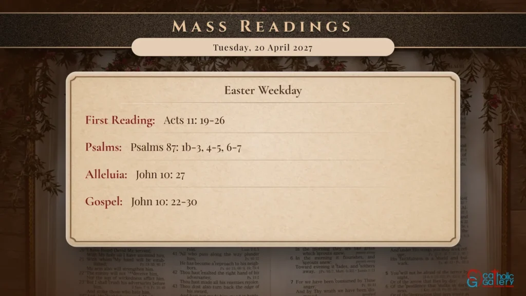 Daily Mass Readings Scripture Card – Tuesday, 20 April 2027