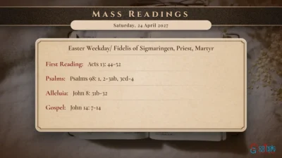 Daily Mass Readings – Saturday, 24 April 2027