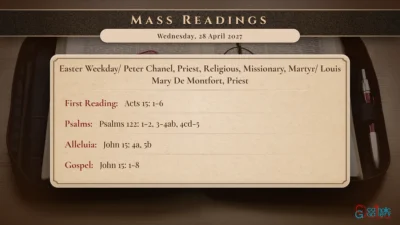 Daily Mass Readings – Wednesday, 28 April 2027