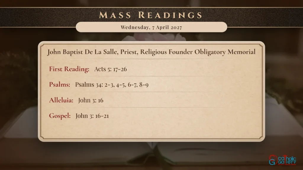 Daily Mass Readings Scripture Card – Wednesday, 7 April 2027