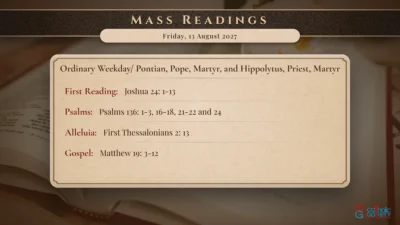 Daily Mass Readings – Friday, 13 August 2027