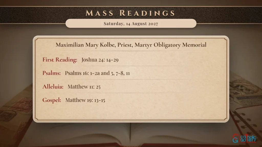Daily Mass Readings Scripture Card – Saturday, 14 August 2027