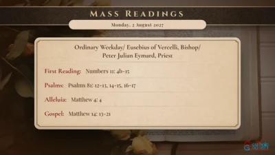 Daily Mass Readings – Monday, 2 August 2027