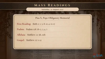 Daily Mass Readings – Saturday, 21 August 2027