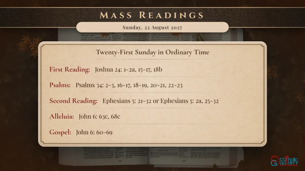 Daily Mass Readings Scripture Card – Sunday, 22 August 2027