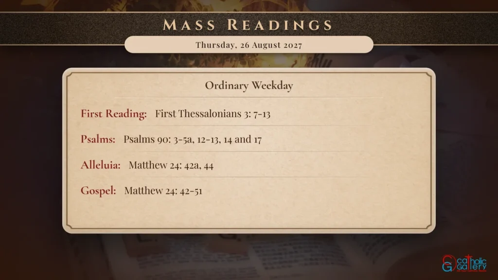 Daily Mass Readings Scripture Card – Thursday, 26 August 2027