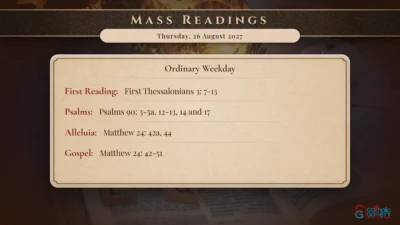 Daily Mass Readings – Thursday, 26 August 2027