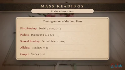 Daily Mass Readings – Friday, 6 August 2027