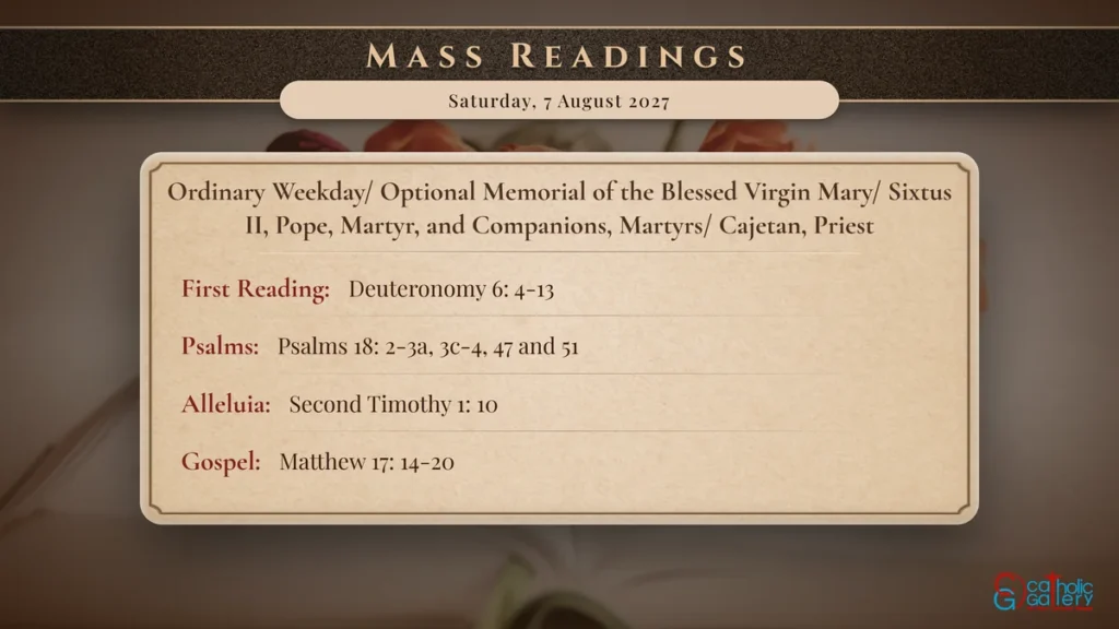 Daily Mass Readings Scripture Card – Saturday, 7 August 2027