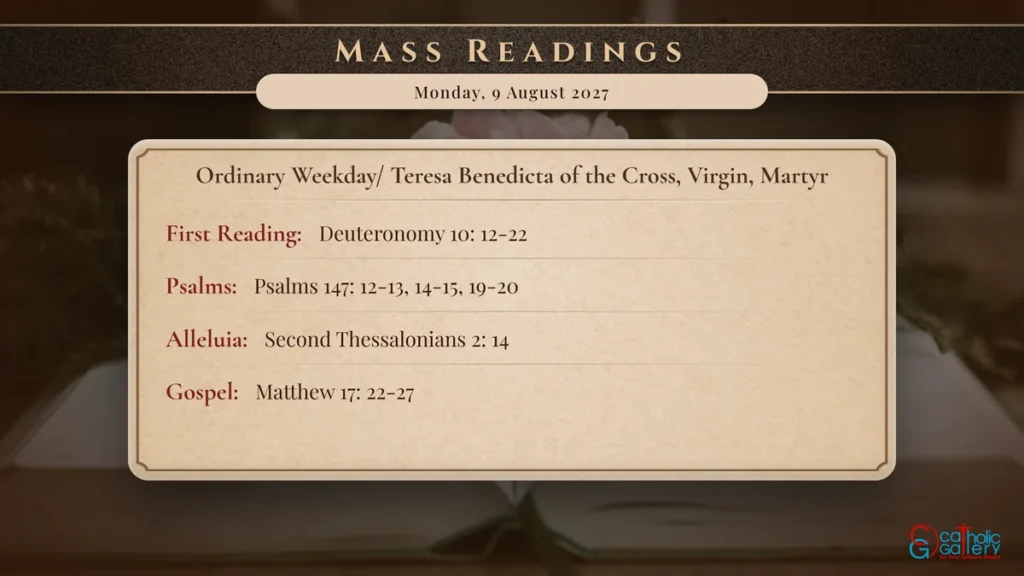 Daily Mass Readings Scripture Card – Monday, 9 August 2027