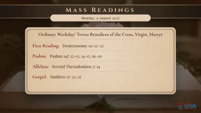 Daily Mass Readings – Monday, 9 August 2027
