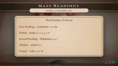 Daily Mass Readings – Sunday, 12 December 2027