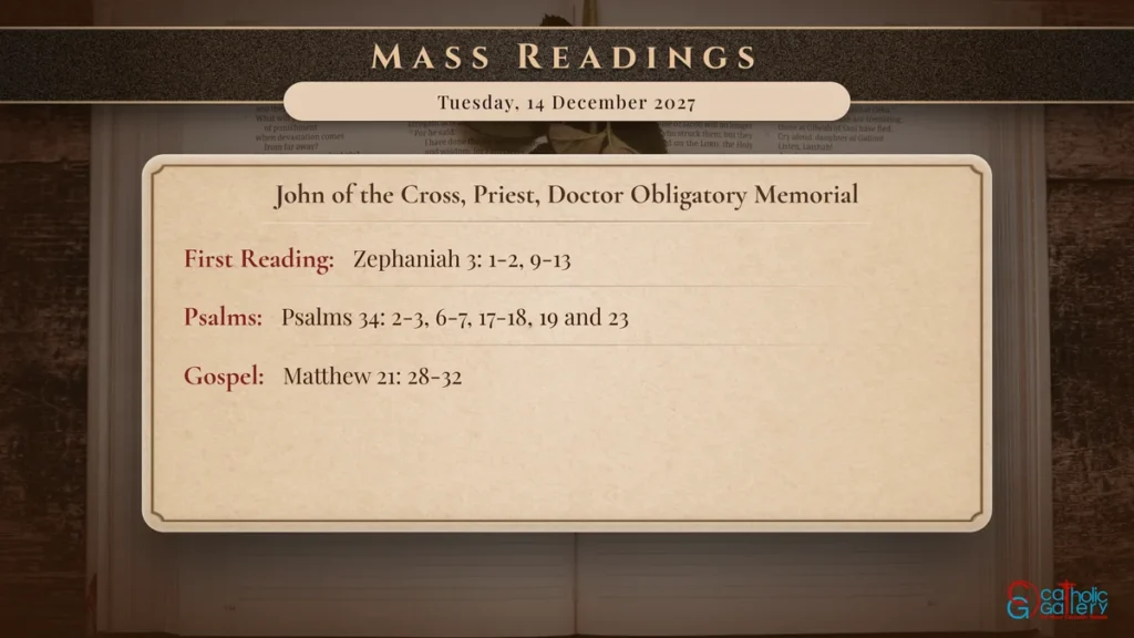 Daily Mass Readings Scripture Card – Tuesday, 14 December 2027