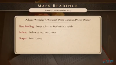 Daily Mass Readings – Tuesday, 21 December 2027