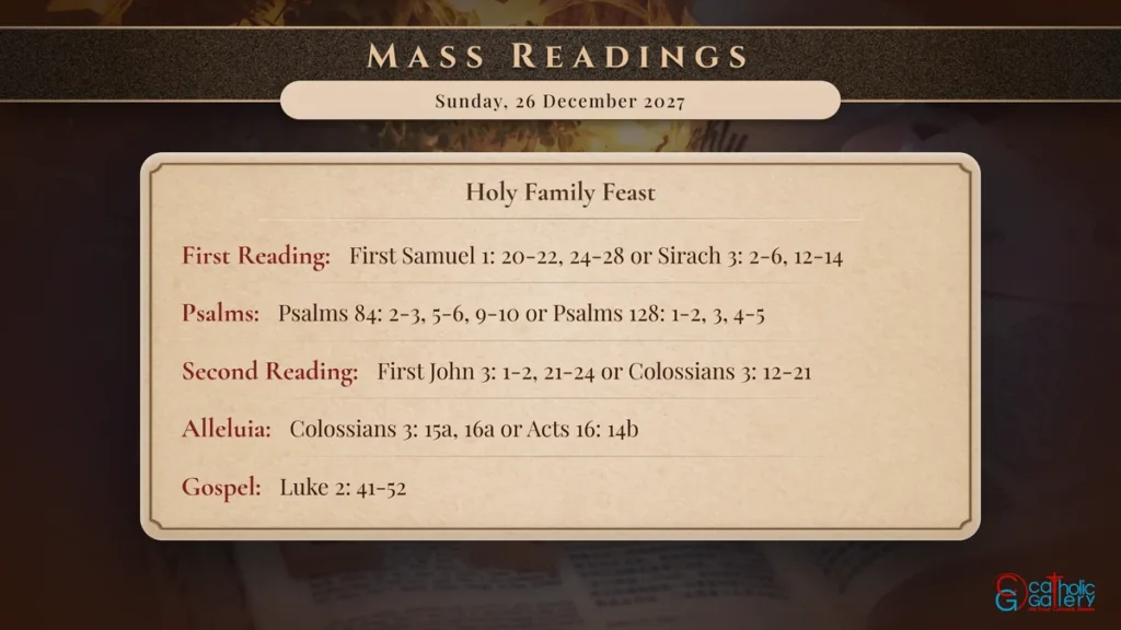 Daily Mass Readings Scripture Card – Sunday, 26 December 2027
