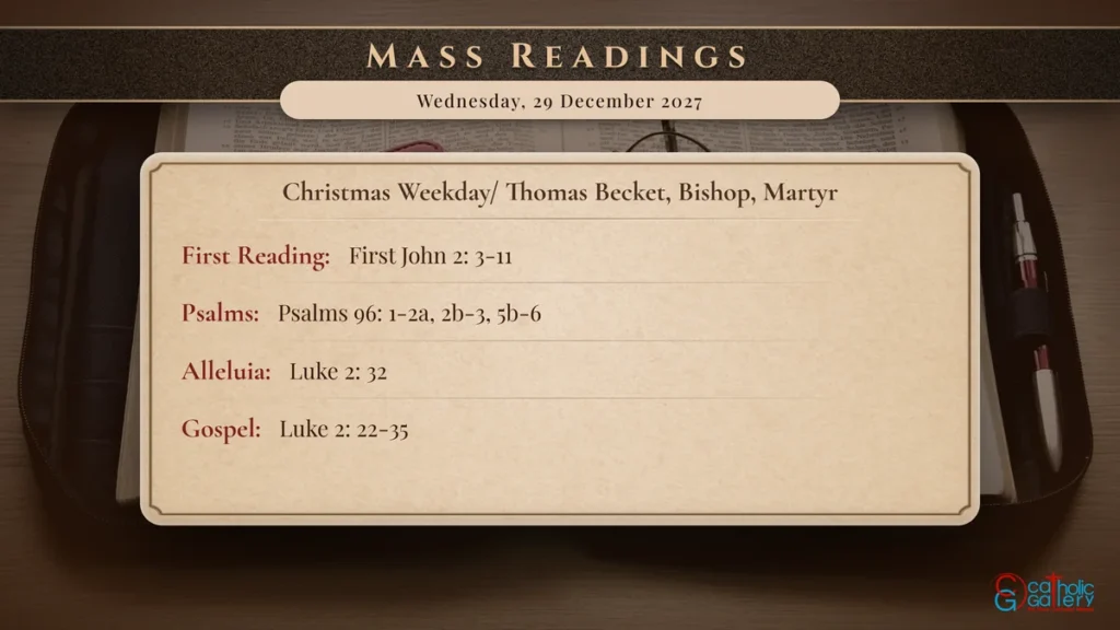 Daily Mass Readings Scripture Card – Wednesday, 29 December 2027