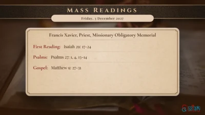 Daily Mass Readings – Friday, 3 December 2027
