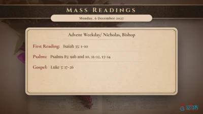 Daily Mass Readings – Monday, 6 December 2027