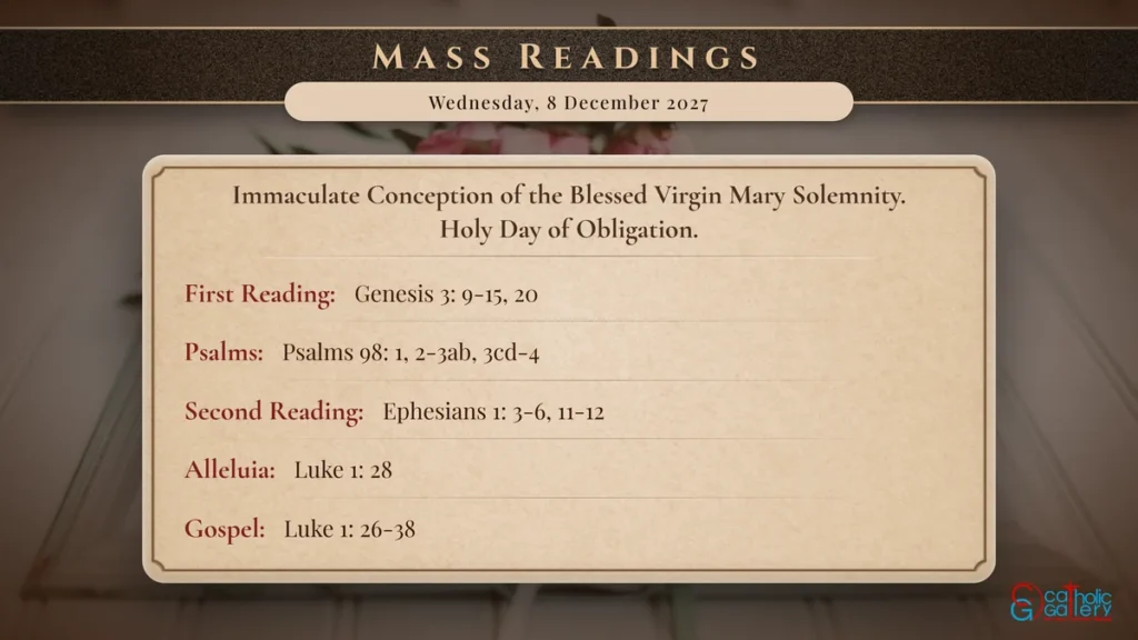 Daily Mass Readings Scripture Card – Wednesday, 8 December 2027