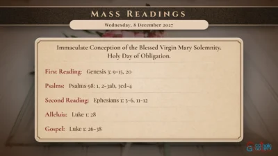 Daily Mass Readings – Wednesday, 8 December 2027