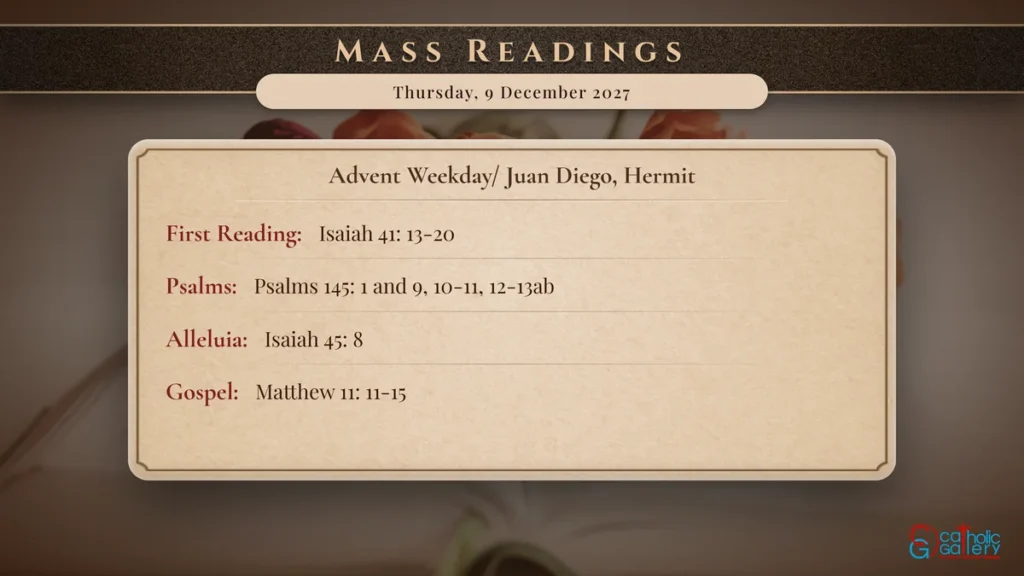 Daily Mass Readings Scripture Card – Thursday, 9 December 2027