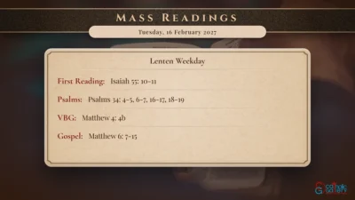 Daily Mass Readings – Tuesday, 16 February 2027