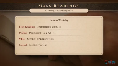 Daily Mass Readings – Saturday, 20 February 2027