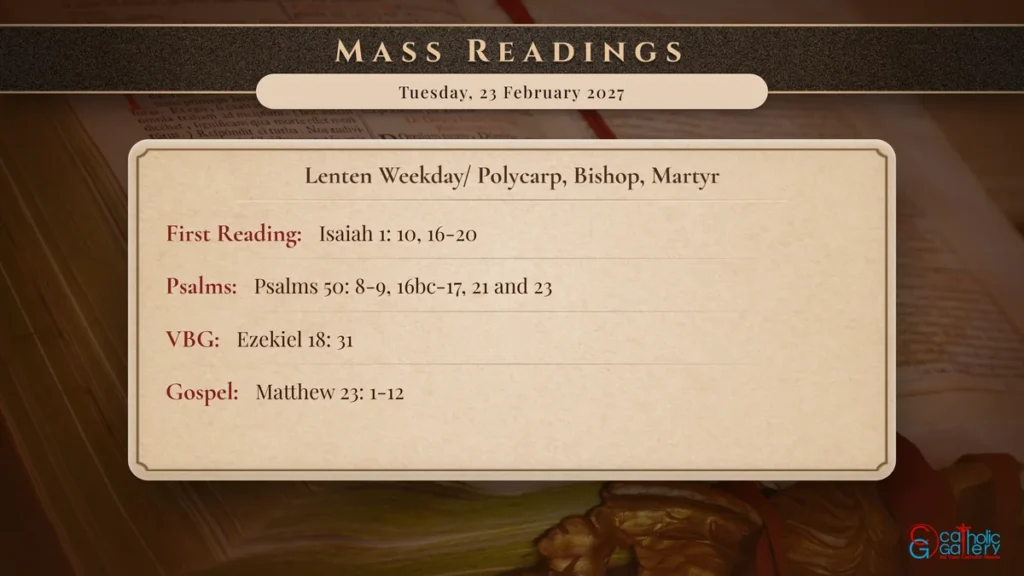 Daily Mass Readings Scripture Card – Tuesday, 23 February 2027