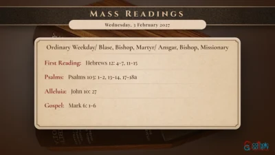 Daily Mass Readings – Wednesday, 3 February 2027