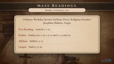 Daily Mass Readings – Monday, 8 February 2027