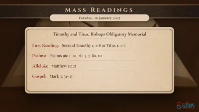 Daily Mass Readings – Tuesday, 26 January 2027