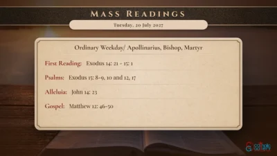Daily Mass Readings – Tuesday, 20 July 2027