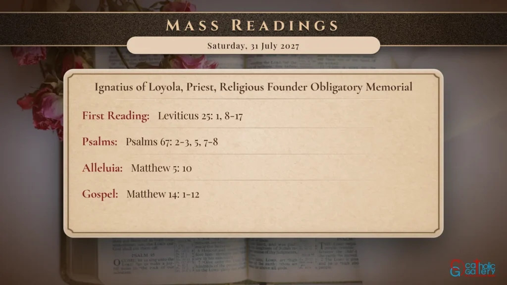 Daily Mass Readings Scripture Card – Saturday, 31 July 2027