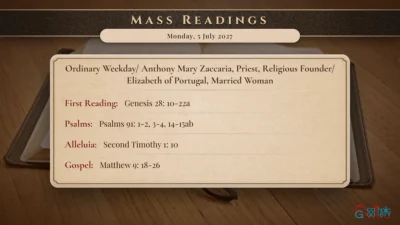Daily Mass Readings – Monday, 5 July 2027