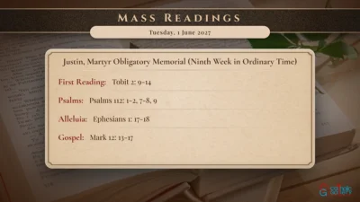 Daily Mass Readings – Tuesday, 1 June 2027