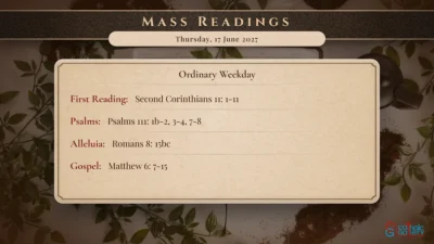 Daily Mass Readings – Thursday, 17 June 2027