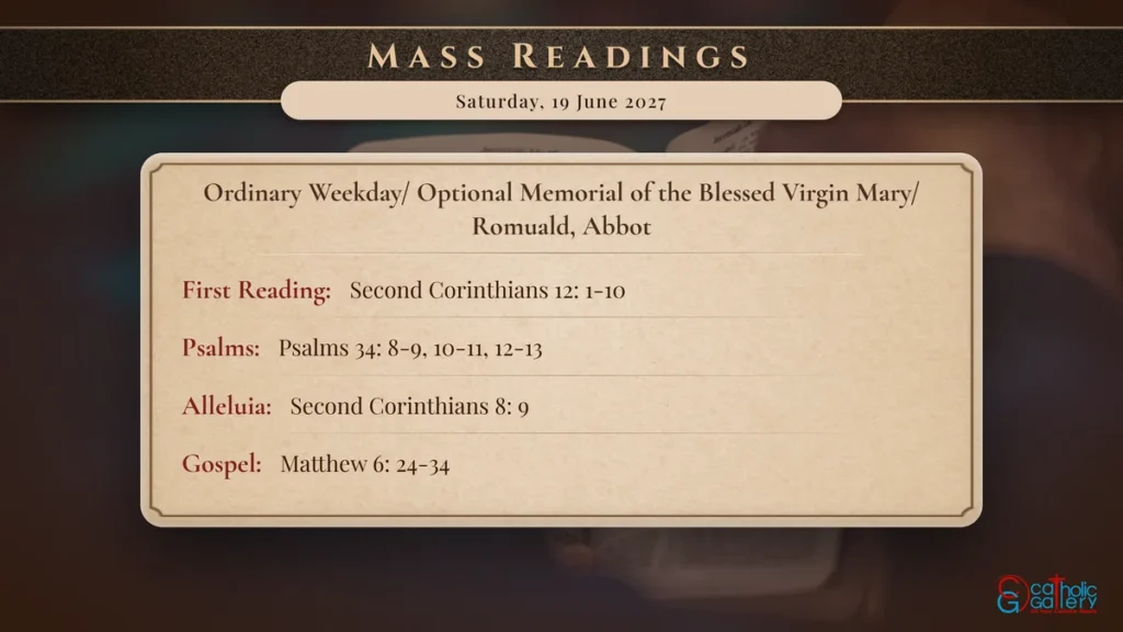 Daily Mass Readings Scripture Card – Saturday, 19 June 2027