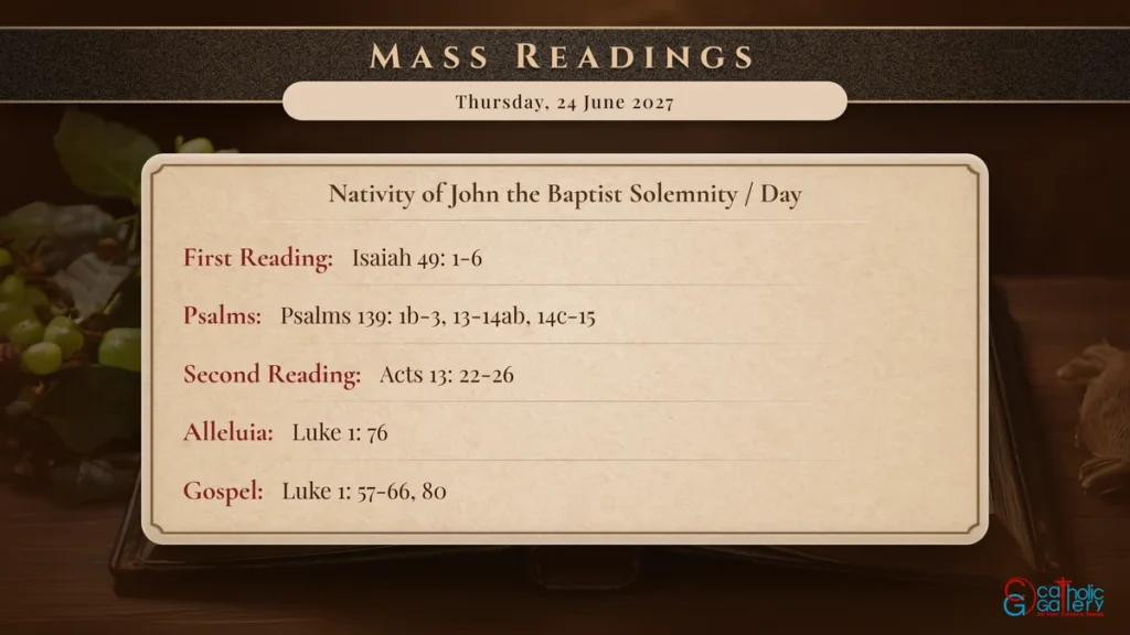Daily Mass Readings Scripture Card – Thursday, 24 June 2027