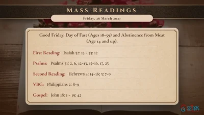 Daily Mass Readings – Friday, 26 March 2027