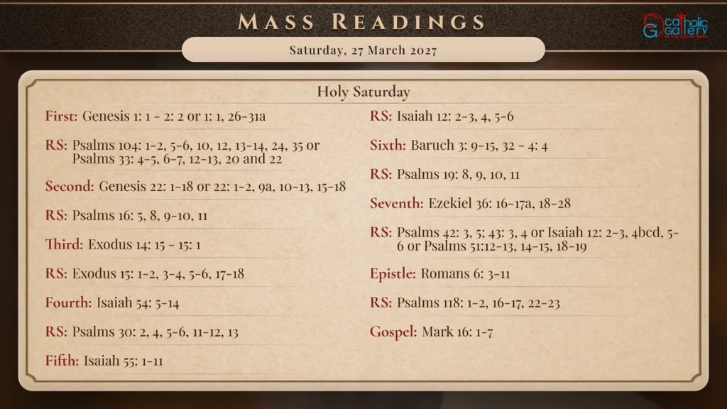 Daily Mass Readings Scripture Card – Saturday, 27 March 2027