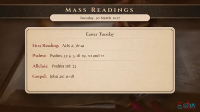 Daily Mass Readings – Tuesday, 30 March 2027